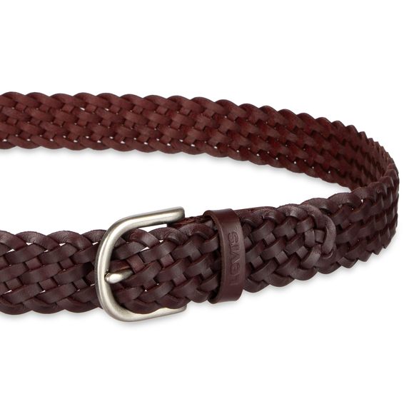 Women's Leather Braided Casual Belt, Burgundy, Large🐻 - Picture 3 of 6